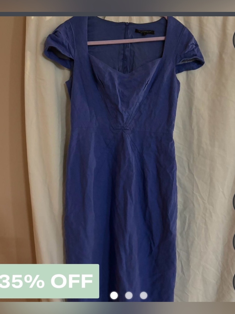David Meister Royal Blue Midi Dress with Sweetheart Neckline
